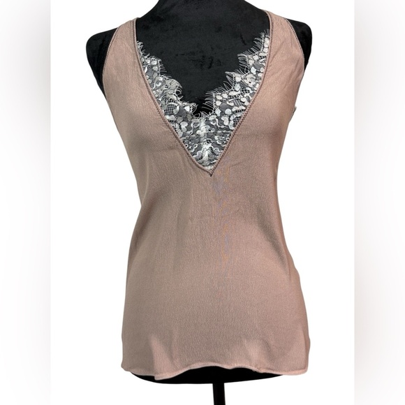 Mustard Seed Tops - Lace Trimmed Womens Tank Top SMALL